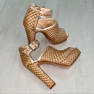 BIONDA CASTANA Nude Woven Platform Heels